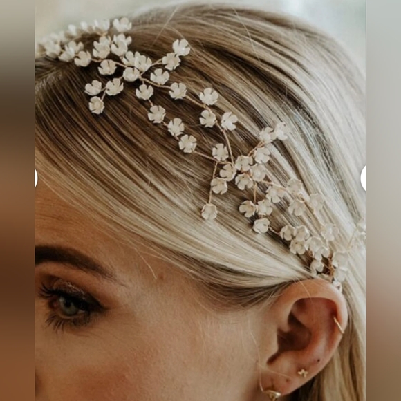 Bridal Hair Vine Babys Breath Headpiece Accessory Handmade NWOT! - Picture 3 of 7